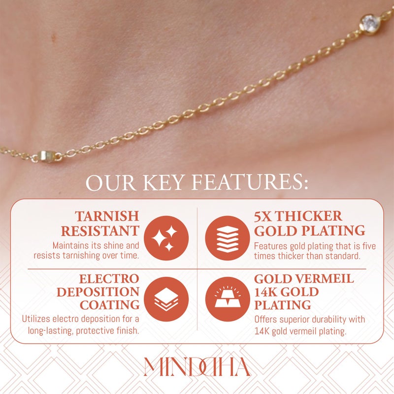 MINDDHA Station Necklace | Cubic Zirconia CZ Dainty Jewelry | Minimalist Necklace for Women | Gold Color | Size 18" - Image 5