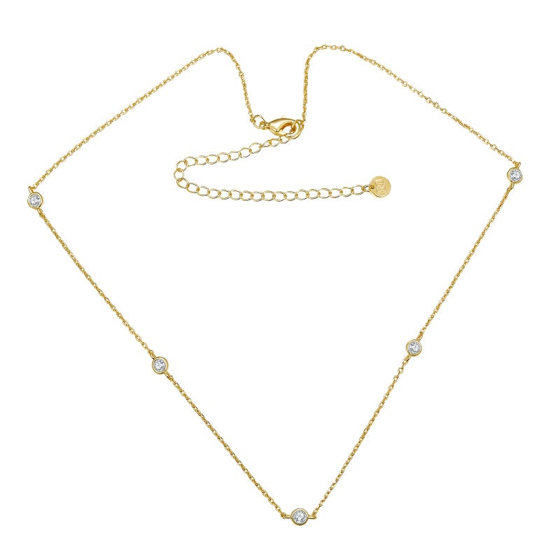 MINDDHA Station Necklace | Cubic Zirconia CZ Dainty Jewelry | Minimalist Necklace for Women | Gold Color | Size 18" - Image 3