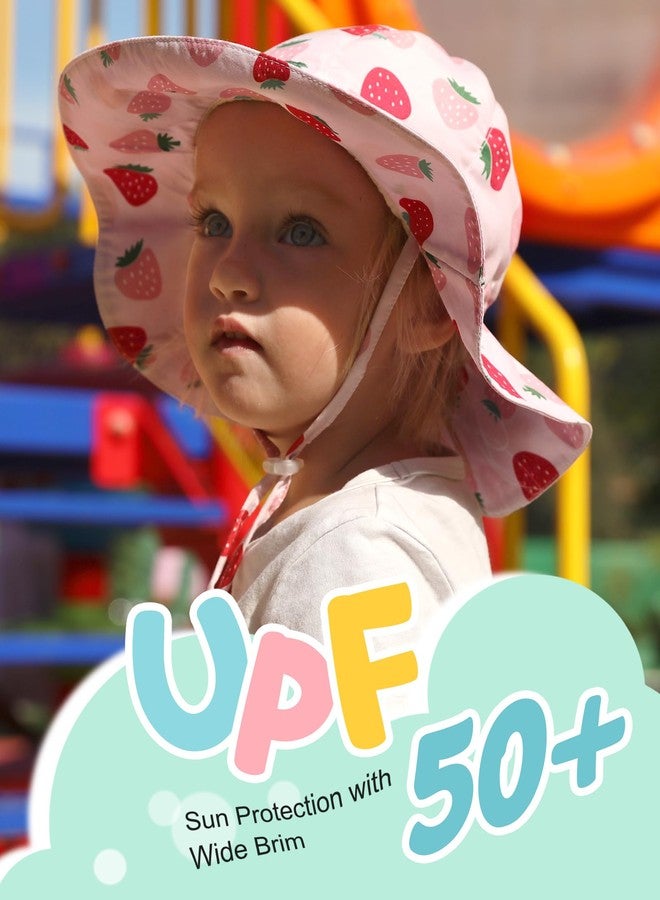 FURTALK Baby Girl Wide Brim Sun Hat with UPF 50+ Toddler Baby Sun Protection Strawberry - Image 4