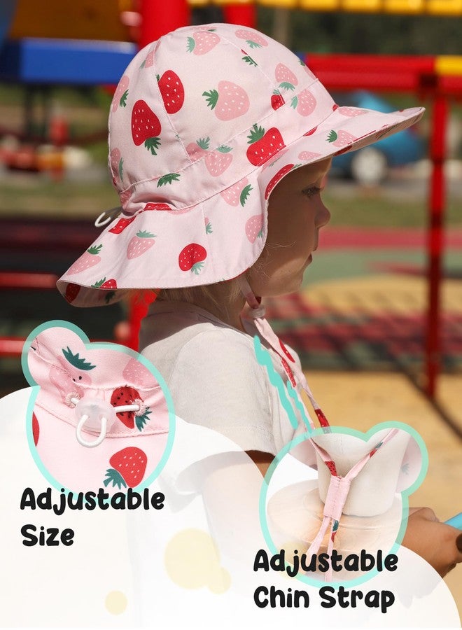 FURTALK Baby Girl Wide Brim Sun Hat with UPF 50+ Toddler Baby Sun Protection Strawberry - Image 3