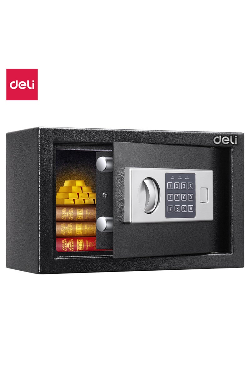 Deli Electronic Digital Safe Box, (25x35x25cm), Steel Security Safe with Digital Lock, 4.1kg ET520 Black - Image 1