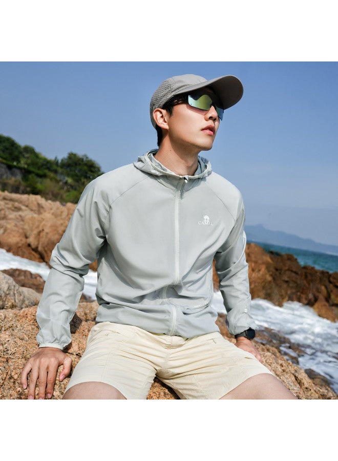 camel Cool White Sun Protection Jacket 2025 Summer Uv-resistant Lightweight Sports Coat Breathable Men's Sunshade Outerwear - Image 3