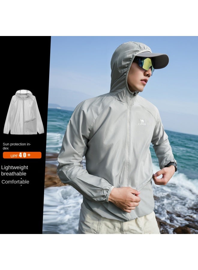 camel Cool White Sun Protection Jacket 2025 Summer Uv-resistant Lightweight Sports Coat Breathable Men's Sunshade Outerwear - Image 2