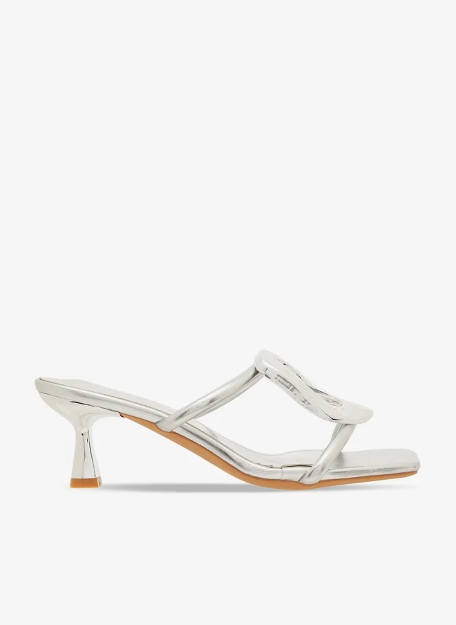 Ella Limited Edition Silver Buckle Detail Metallic Mid Heel
