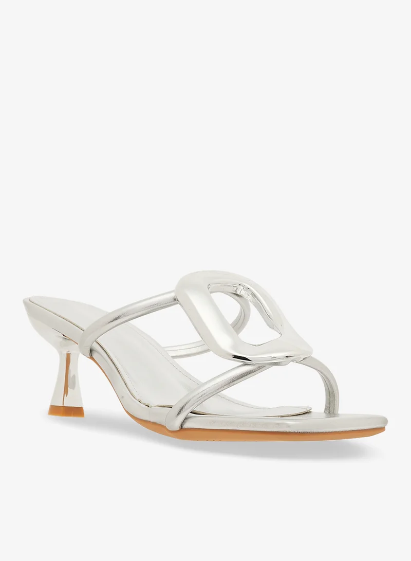 Ella Limited Edition Silver Buckle Detail Metallic Mid Heel