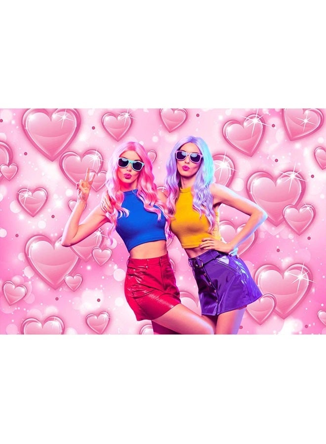 Sensfun Pink Heart Early 2000s Backdrop Y2k Birthday Party Decorations Newborn Baby Shower Love Hearts Photography Background Valentines Day Portrait Photo Booth Studio Shoot Props 7x5ft