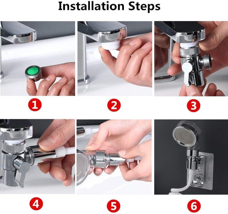Burmy Bathroom Washbasin Sink Hose Sprayer Hair Washing Handheld Shower Set Double Control Switch Shower Head Set Shock Free Shower Head Set - Image 3