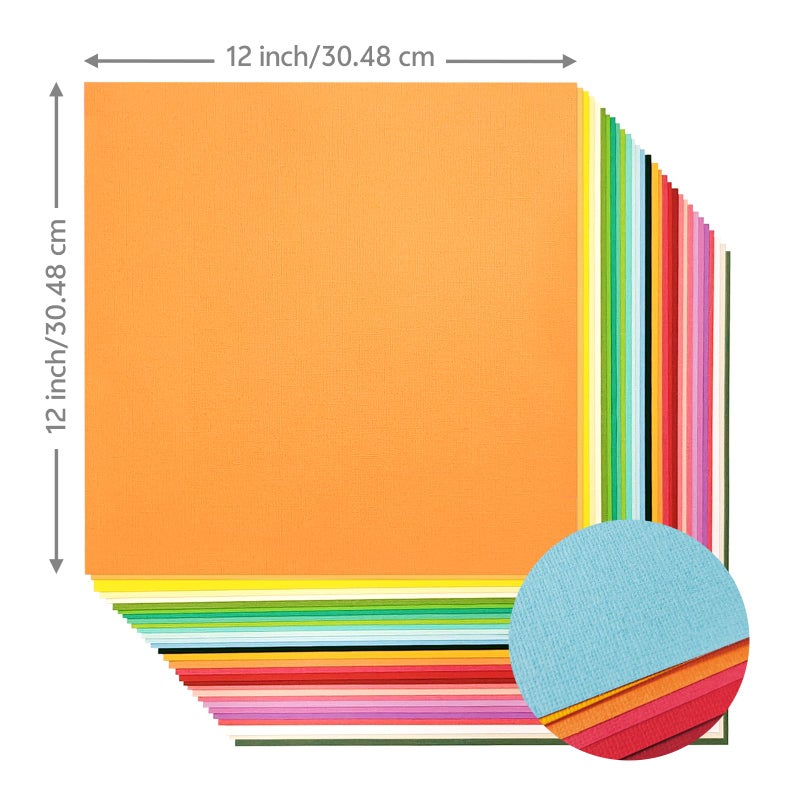 gocreate 12x12 Inch Textured Solid Color Cardstock Bulk 220gsm Linen Card Stock Thick Construction Paper 30 Colors for Scrapbook Art and Crafts - Image 2