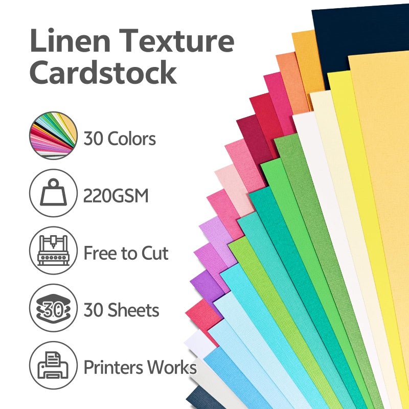 gocreate 12x12 Inch Textured Solid Color Cardstock Bulk 220gsm Linen Card Stock Thick Construction Paper 30 Colors for Scrapbook Art and Crafts - Image 3