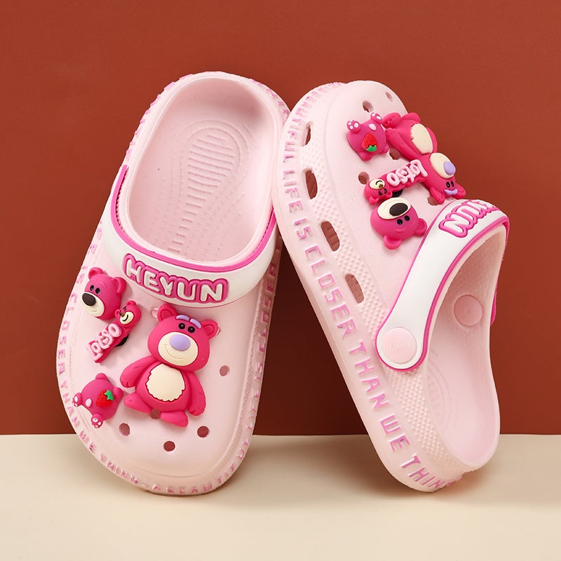 Girls'' Croc Shoes Children''s Sandals Summer New Soft Sole Big Children''s Baby Girls'' Slippers Outerwear Beach Shoes