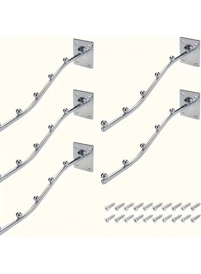 5 Pcs Metal Utility Hooks Wall Mount Wave Design Waterfall Hanger Rack with 5 Beads - Image 2