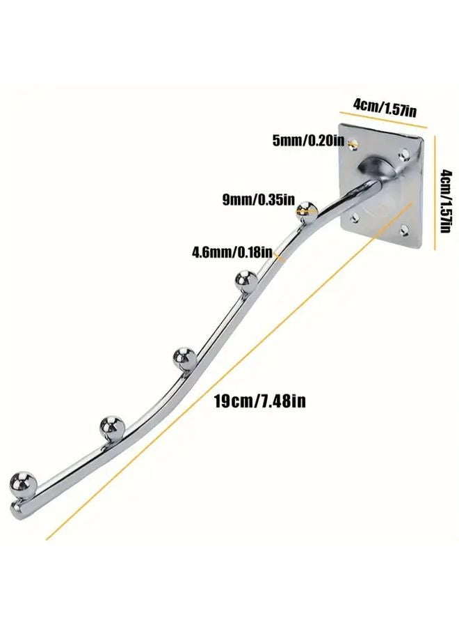 5 Pcs Metal Utility Hooks Wall Mount Wave Design Waterfall Hanger Rack with 5 Beads - Image 3