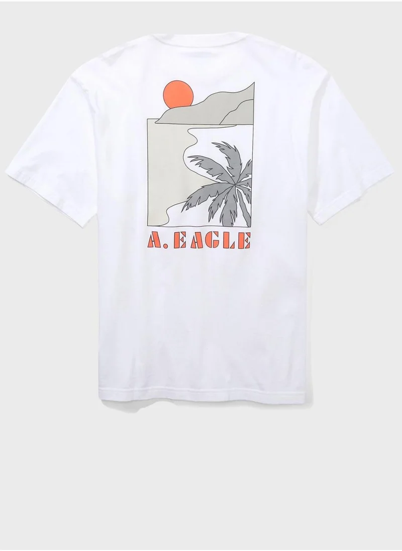 امريكان ايجل Embroidered Graphic Crew Neck T-Shirt
