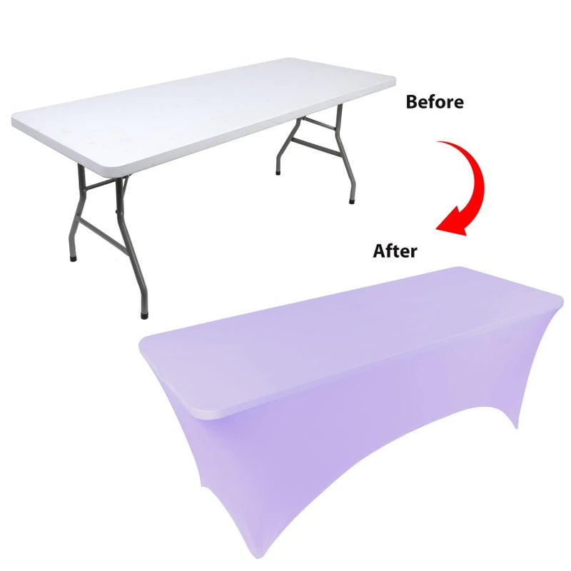 BDDC Table Covers for 6 Foot Tables, Light Purple Washable and Wrinkle Resistant Stretch Tablecloths Rectangle 6ft for Events, Wedding, Banquets, Parties - Image 4