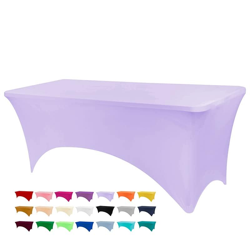 BDDC Table Covers for 6 Foot Tables, Light Purple Washable and Wrinkle Resistant Stretch Tablecloths Rectangle 6ft for Events, Wedding, Banquets, Parties - Image 2