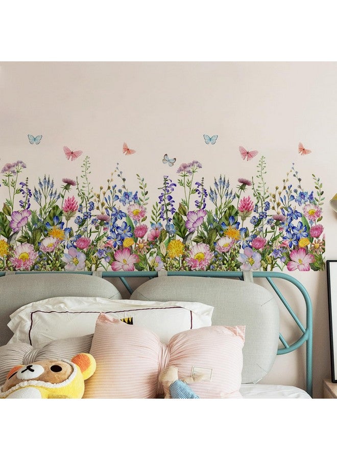 Incholl 4 Pieces Flowers Wall Decals Vinyl Flowers Wall Stickers Removable Floral Murals Peel and Stick Colorful Flower Decor for Girls Bedroom Living Room Nursery (Butterfly) - Image 3
