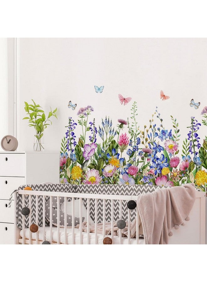 Incholl 4 Pieces Flowers Wall Decals Vinyl Flowers Wall Stickers Removable Floral Murals Peel and Stick Colorful Flower Decor for Girls Bedroom Living Room Nursery (Butterfly) - Image 4