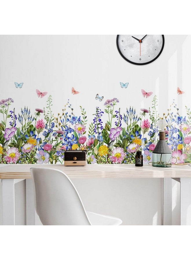 Incholl 4 Pieces Flowers Wall Decals Vinyl Flowers Wall Stickers Removable Floral Murals Peel and Stick Colorful Flower Decor for Girls Bedroom Living Room Nursery (Butterfly) - Image 5
