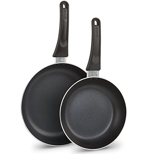 GoodCook GoodCook Nonstick Aluminum Frying Pan Set 8 and 10 Skillets Black Even Heating StayCool Ergonomic Handle PFOAFree Nonstick Coating Ideal for Sauting Searing and Frying 