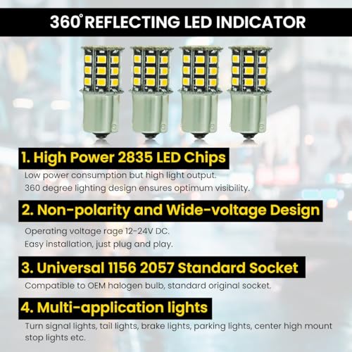 Ramanta Bike Indicator Bulb | Super Bright Universal 360° Reflecting LED Indicator Bulbs | Set Of 4 Indicator Light for Bikes | Orange LED Compatible with Motorbike, Scooter - (CROSS PIN Bulb Holder) - Image 3