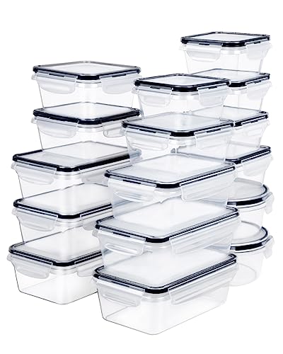 FOOYOO 32 Piece Food Storage Container with Lids (16 Containers + 16 Lids) - Plastic Food Containers with Lid, Airtight Leak Proof Snap Lock, BPA Free Storage Containers - Image 2