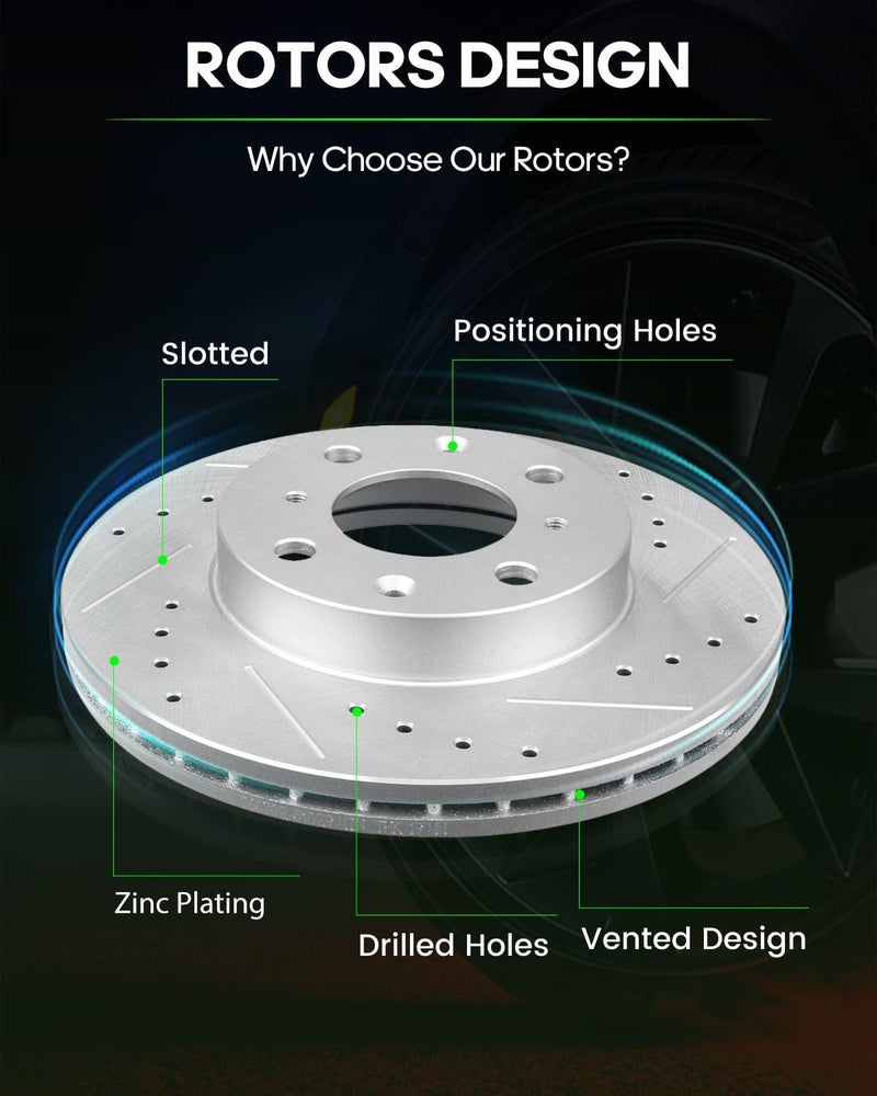 SCITOO Front Disc Brake Rotors Kits for Honda Civic 1990-2000, Civic del Sol 1993-1997, CRX 1990-1991 - Image 2