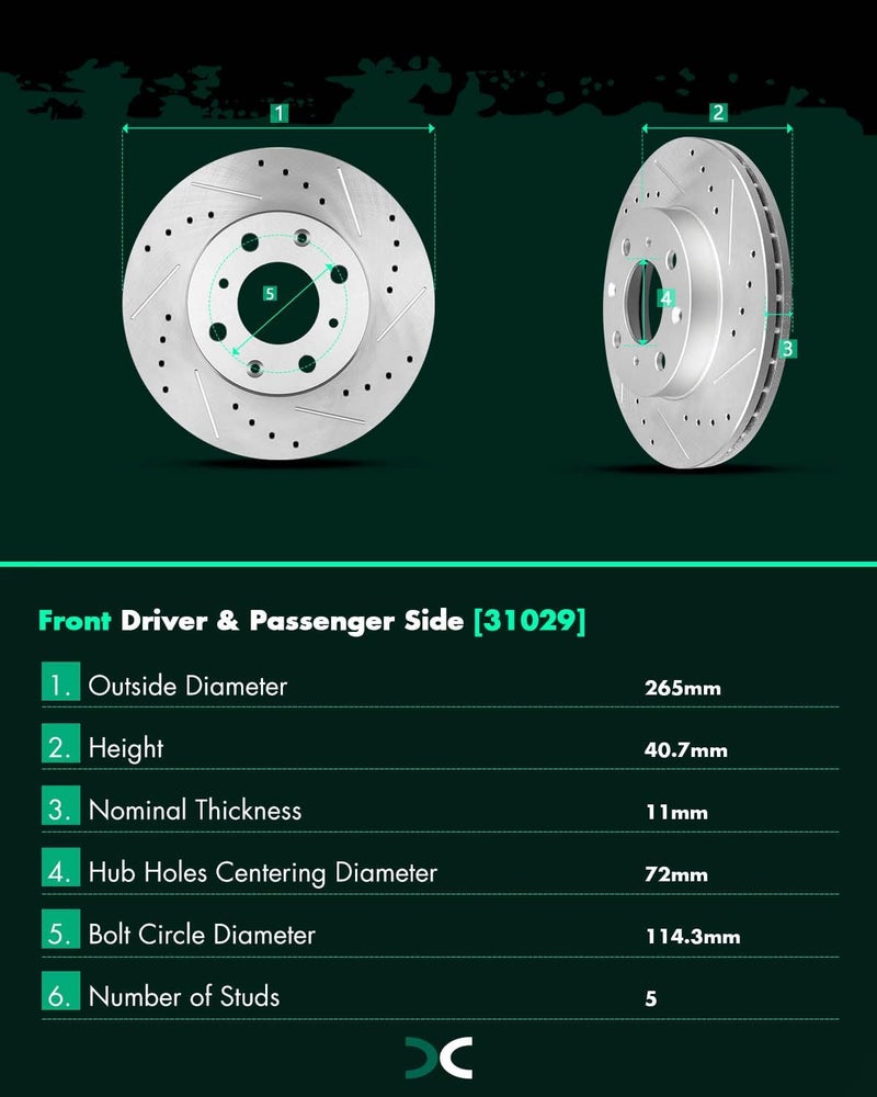 SCITOO Front Disc Brake Rotors Kits for Honda Civic 1990-2000, Civic del Sol 1993-1997, CRX 1990-1991 - Image 5