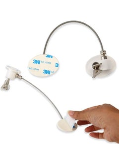 NIBEMINENT Child Proof Refrigerator Lock With 2 Keys White  - Image 5