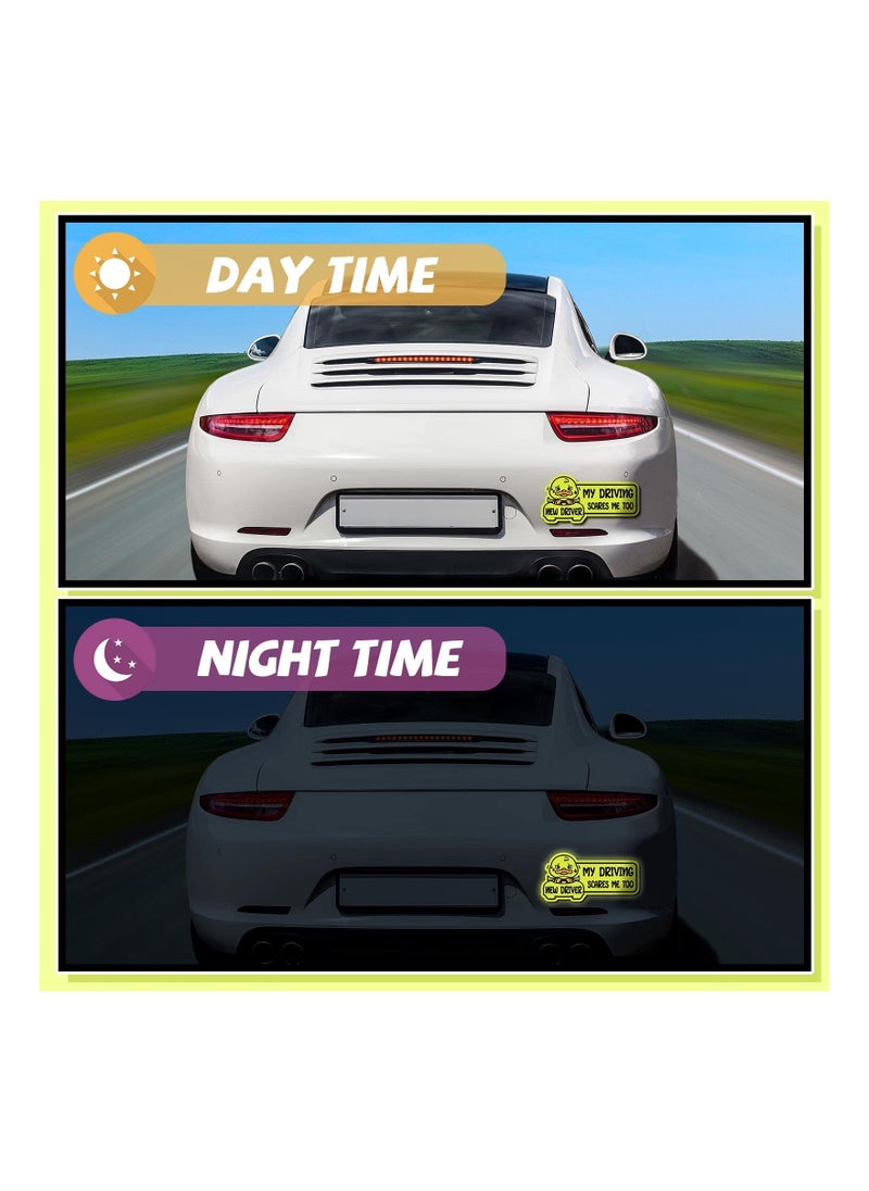 SYOSI - Reflective Student Driver Magnet, for Car New Driver Sticker, Please Be Patient Sign Keep Distance Sticker Decal, Automotive Magnets Safety Sign Car Bumper Magnet Vehicle Sign, Waterproof (3 Pack ) - Image 1