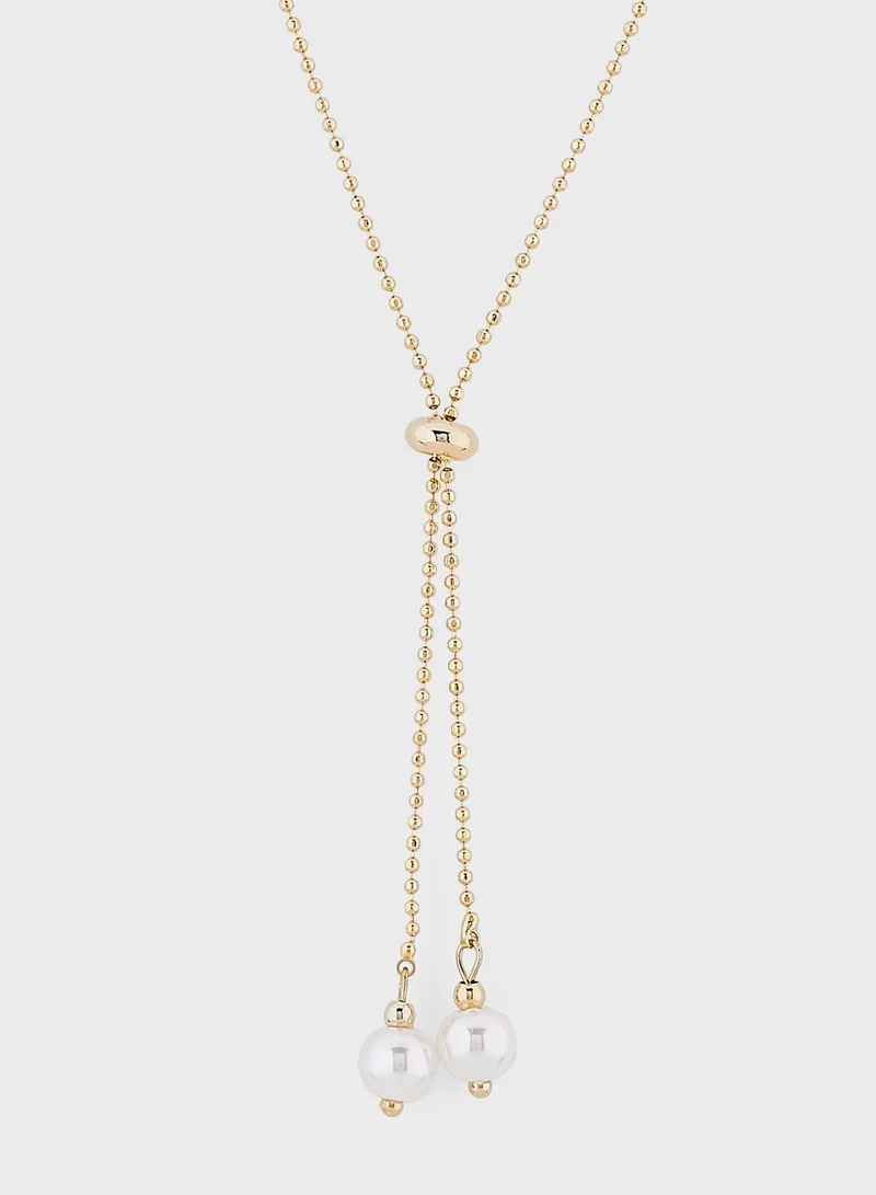 Ginger Dainty Pearl Chain Necklace