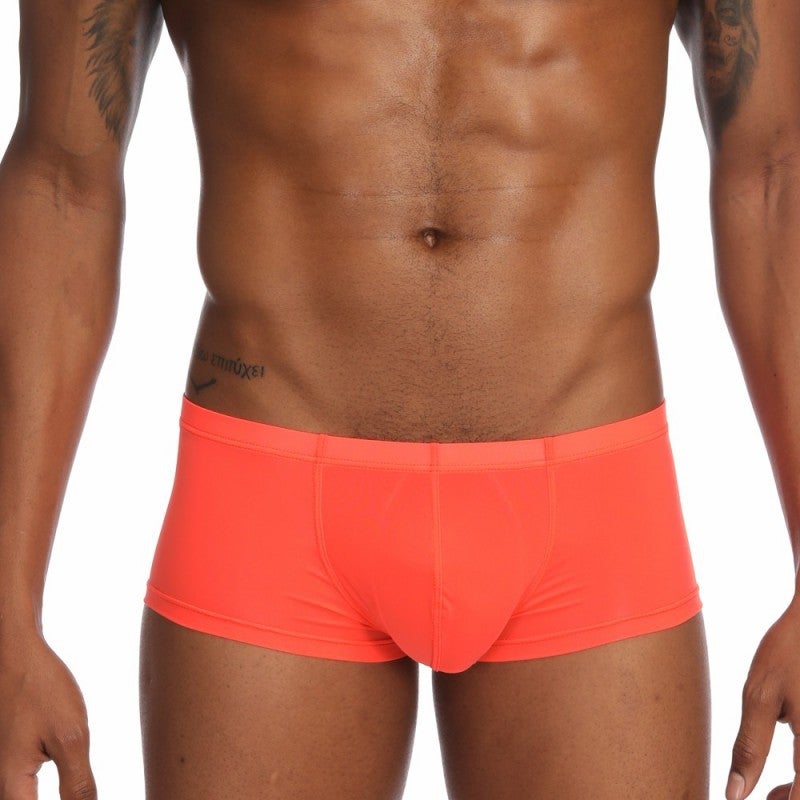 Mens Ice Silk Briefs New U-Pouch Boxer Shorts Orange  - Image 4