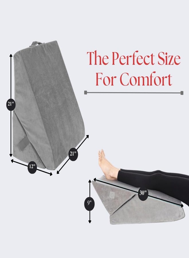 CUSHIO Adjustable Wedge Pillow Memory Foam & HR Foam | 7-in-1 Versatile Design for Neck, Back Support, Leg Elevation | Standard Size (Grey) - Image 4