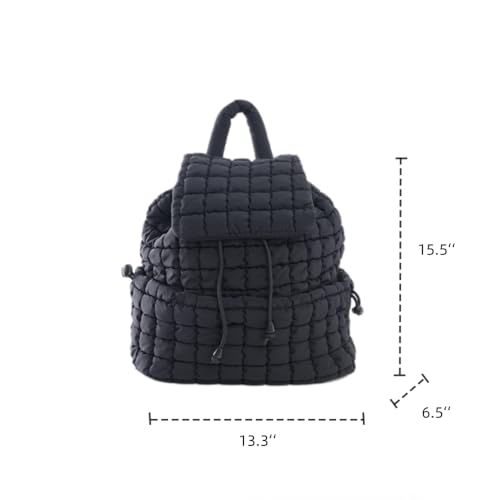 VAKAER Puffer Backpack for Women Lightweight Quilted Hiker Pack with Drawstring Padding Backpacks for Travel Gym Black - Image 3
