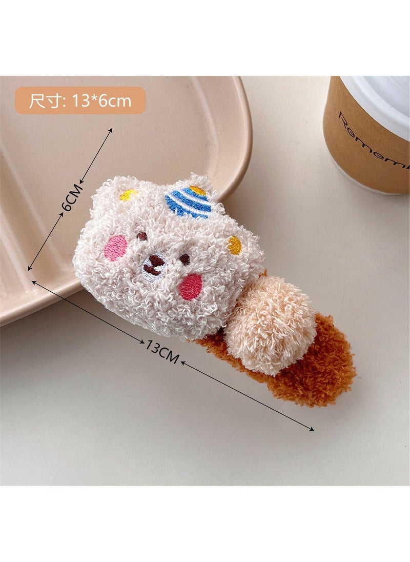 Generic Colorful Lambswool Bear Hairband for Girls 4# light brown bear hairpin 