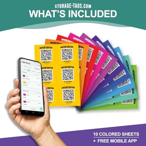 STORAGE-TAGS QR Code Storage Tags (Multicolored) - Smart Stickers - Tracking Labels for Totes - Scan Storage Bins & Containers - Moving House - Track Inventory - Android and iOS App - Pack of 60 - Image 2