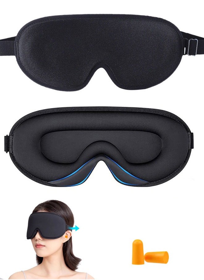 Super ZYouth - 3D Sleep Eye Mask Set Breathable Blackout Eye Mask Travel Eye Mask with Earplugs Suitable for Home Travel Meditation Yoga - Image 1