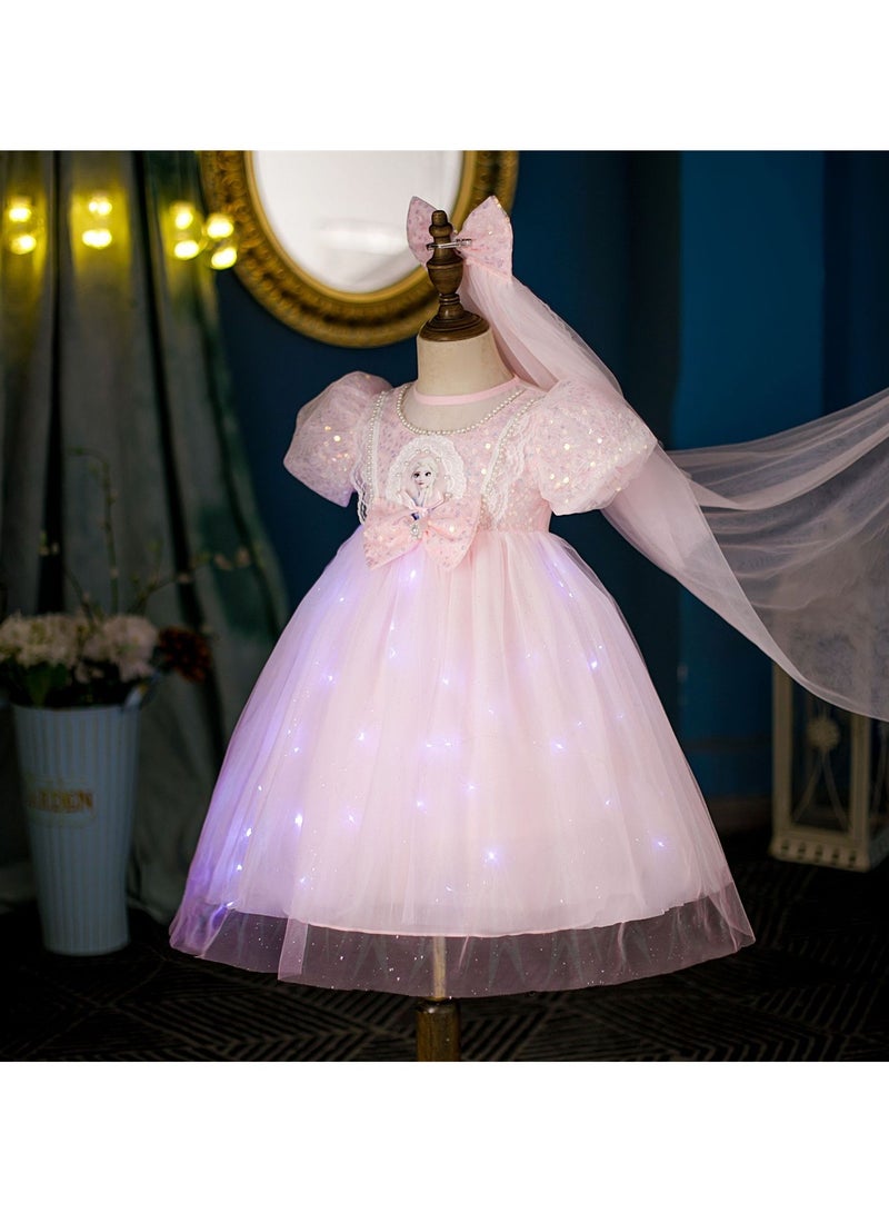 Veil lights with Frozen princess dress children's soft gauze luminous dress - Image 2