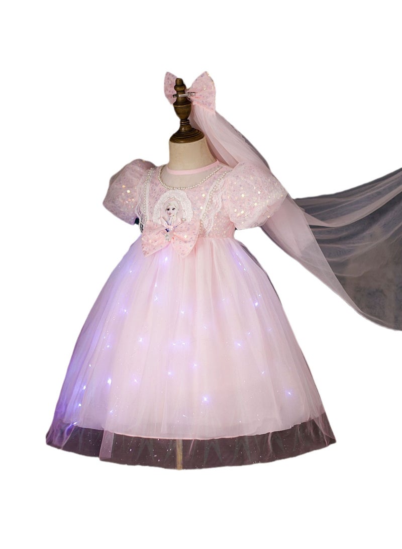 Veil lights with Frozen princess dress children's soft gauze luminous dress - Image 1