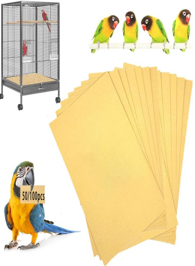 Lesimnky Bird Cage Liner 50-Pack 17” x 11” Gravel Paper Cuttable Pet Sandpaper Special for Bird Cage in Sea Sand, Easy Clean Pet Sandpaper Calcium Paper for Birdcage Parrots Cockatiels (50) - Image 1