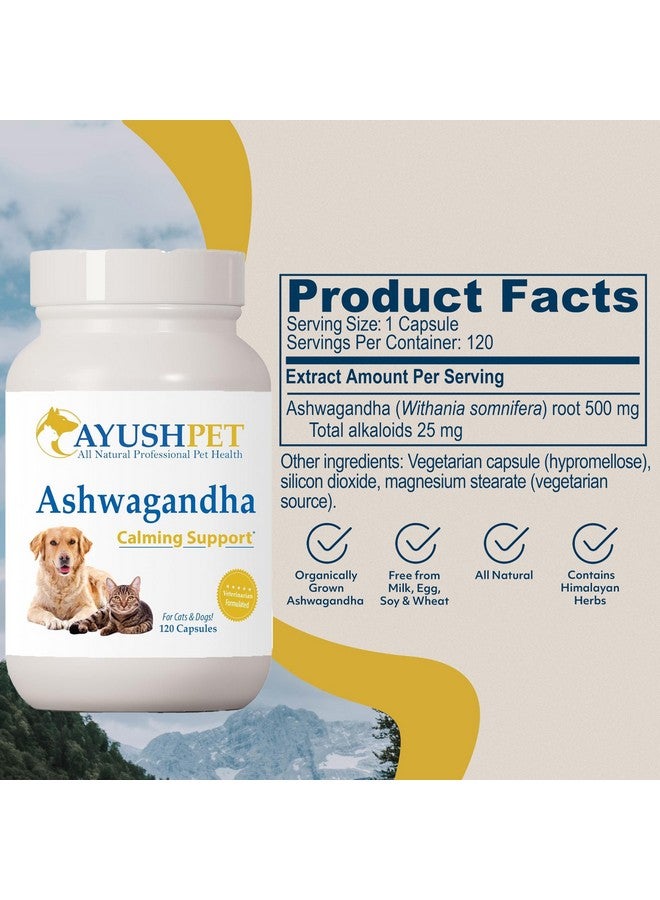 Ayush Herbs Ayush Pet Stress Support, Ashwagandha Calming Aid for Pets, Promotes Energy and Vitality, 120 Capsules - Image 3