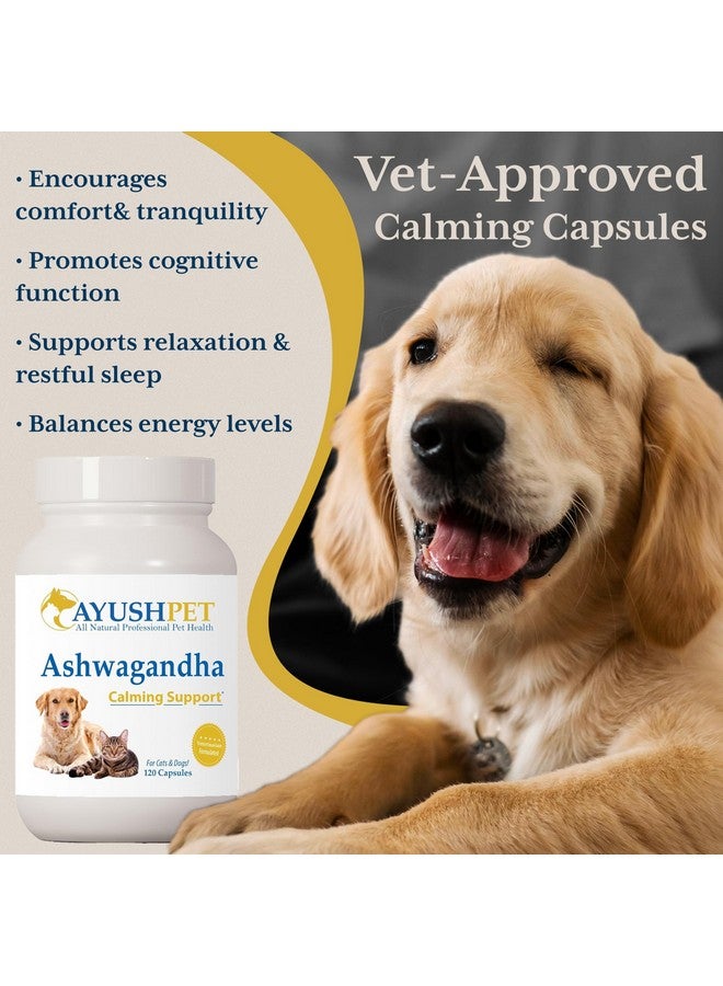 Ayush Herbs Ayush Pet Stress Support, Ashwagandha Calming Aid for Pets, Promotes Energy and Vitality, 120 Capsules - Image 2