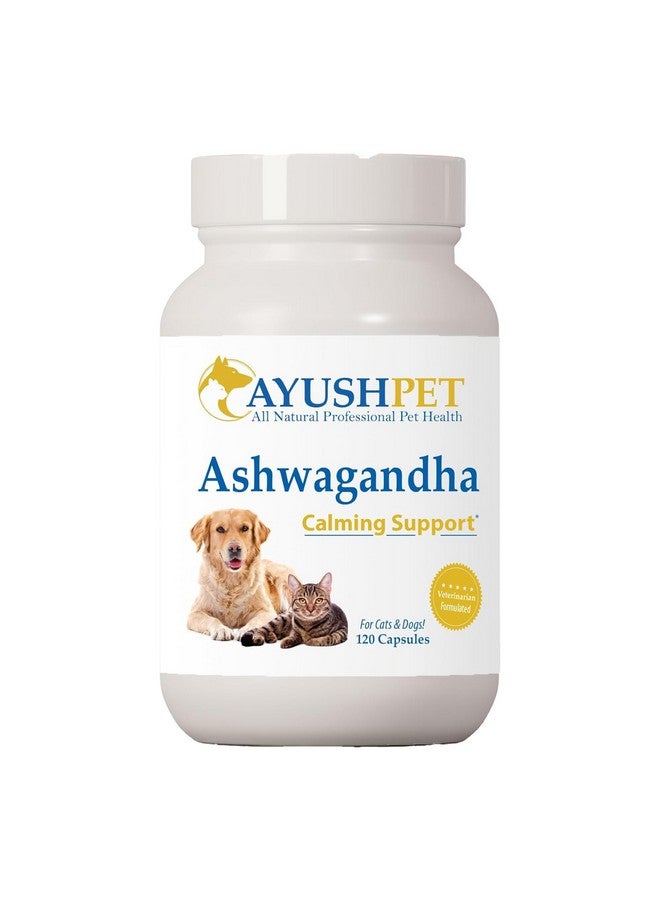 Ayush Herbs Ayush Pet Stress Support, Ashwagandha Calming Aid for Pets, Promotes Energy and Vitality, 120 Capsules - Image 1