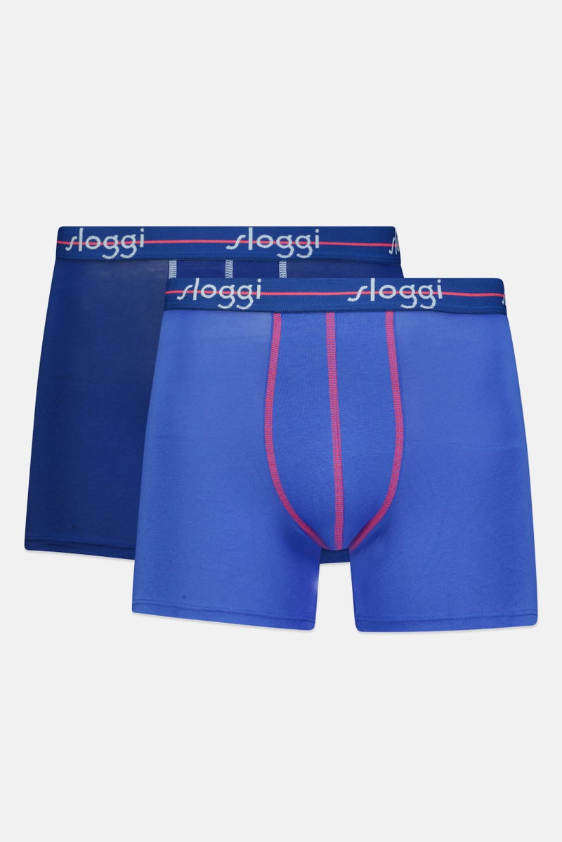 sloggi Men 2 Pcs Brand Logo Boxer Brief, Blue - Image 1