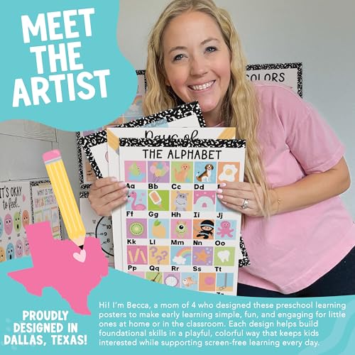 Hadley Designs 16 Educational Posters for Classroom Must Haves Laminated PreK Posters for Toddler Homeschool Essentials Toddler Preschool Learning Activities Kindergarten Classroom Decor - Image 3