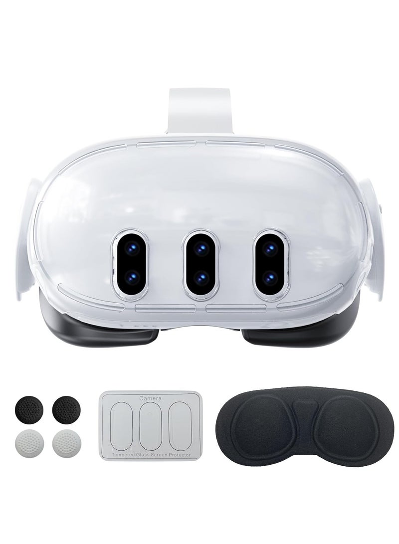 قم بتزيين Meta Quest 3 الخاص بك من خلال حزمة الحماية الشاملة الخاصة بنا التي تتميز بغطاء شفاف وأغطية عدسة فيلم مقسى وأغطية عصا التحكم، مما يضمن الحماية الكاملة لجهاز Oculus Quest 3 VR الخاص بك - Image 1