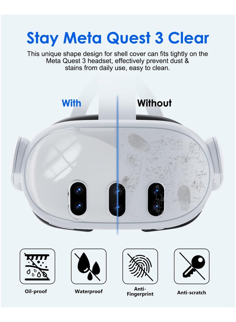 قم بتزيين Meta Quest 3 الخاص بك من خلال حزمة الحماية الشاملة الخاصة بنا التي تتميز بغطاء شفاف وأغطية عدسة فيلم مقسى وأغطية عصا التحكم، مما يضمن الحماية الكاملة لجهاز Oculus Quest 3 VR الخاص بك - Image 5