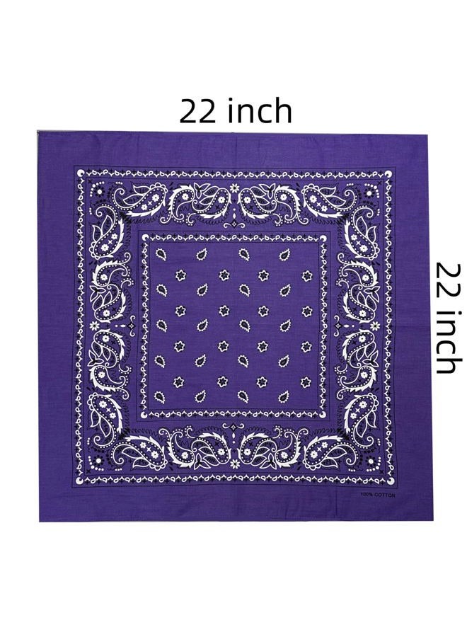 Vamqor 100% Cotton 10 Pack Fine Bandanas, Purple, M - Image 2