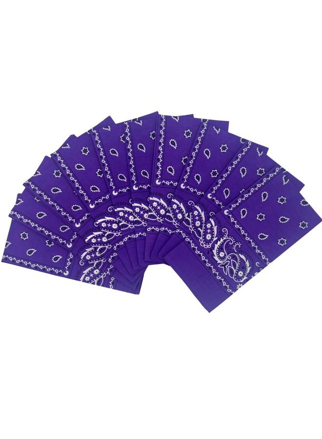 Vamqor 100% Cotton 10 Pack Fine Bandanas, Purple, M - Image 1