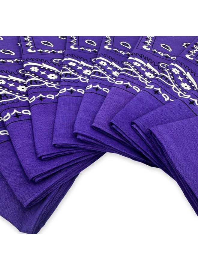 Vamqor 100% Cotton 10 Pack Fine Bandanas, Purple, M - Image 3