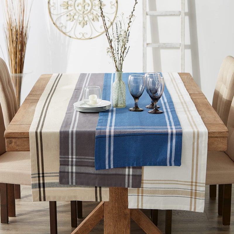 DII French Stripe Dining Table Collection Farmhouse Style Table Runner, 14x72 Inches, White Chambray - Image 5
